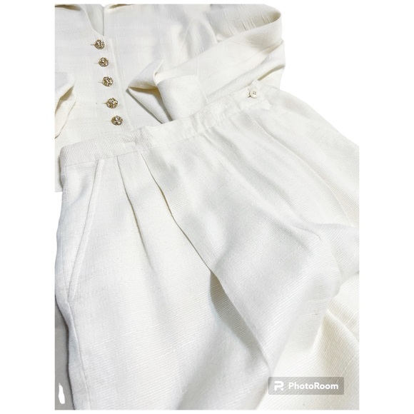 Christian Dior Vintage Jacket Size 6 Slacks Size 8 Cotton Linen Button Elegant - Picture 9 of 15